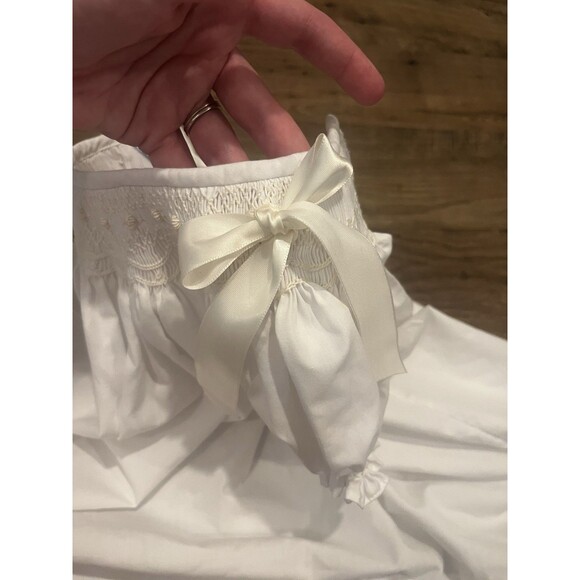 Bow Peep 9m White Smocked Bishop Dress Christening Baptism Heirloom Gown - Picture 6 of 12
